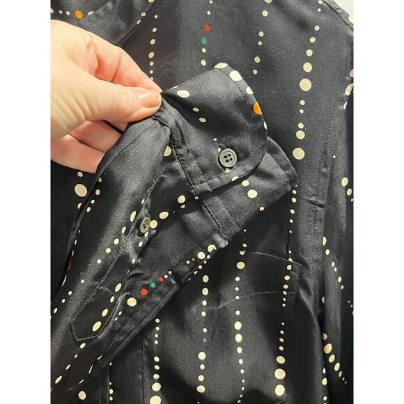 Isabel‎ Marant Black Vertical Dot-Print Silk Long Sleeve Blouse Size 36/4-6 US - Picture 6 of 10
